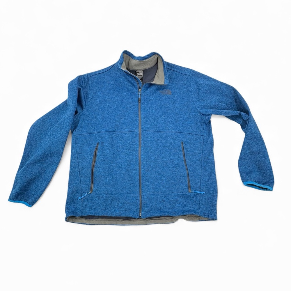 The North Face Cedar Trail Grid Fleece Full‎ Zip Jacket Wind Resistant Blue Xl
